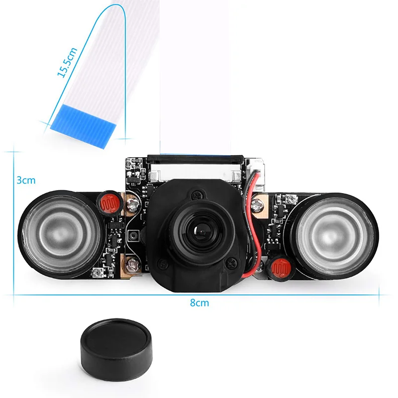 Night Vision Camera Module for Raspberry Pi 4, Mini 5MP 1080P HD Video OV5647 Sensor Webcam Kit with Embedded IR-Cut