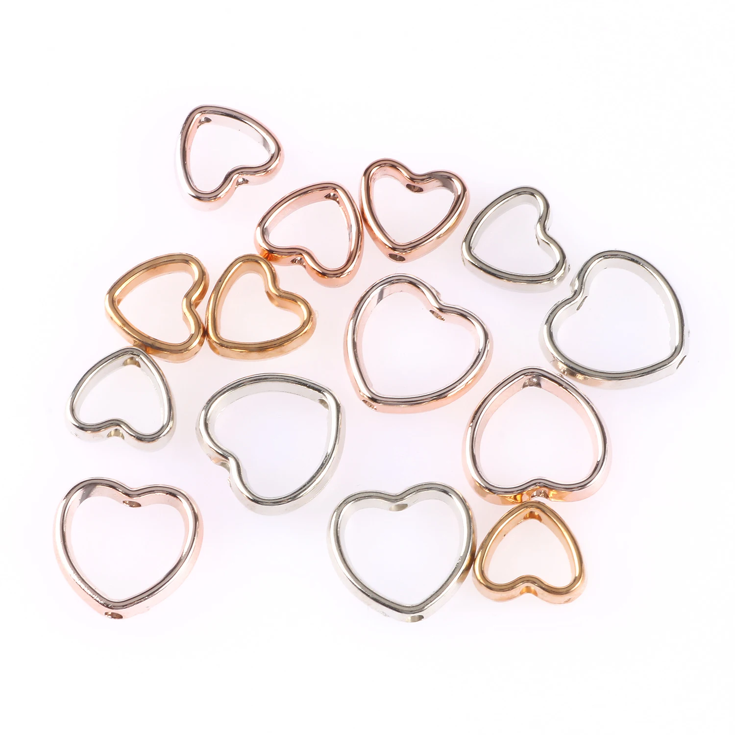 50pcs Two Hole CCB Love Heart Frame Beads Spacer Connectors Diy Necklace Bracelet Earrings Pendants Jewelry Making Accessories