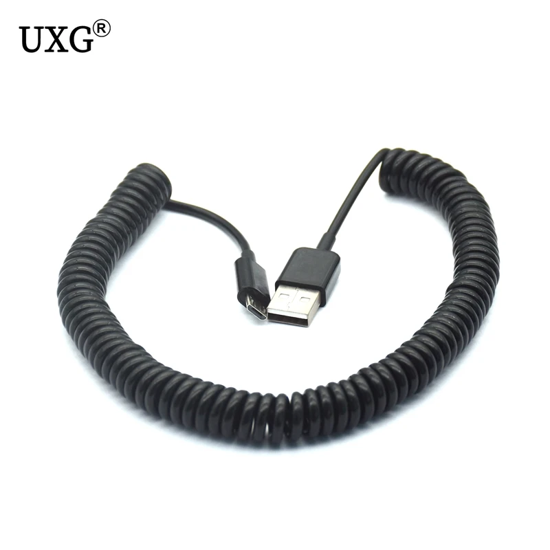 USB 2.0 to Micro USB Spring Data Cable Spiral Coiled 5 Pin Adaptor Digital USB Data Charging Cables Connector USB Charger Cable