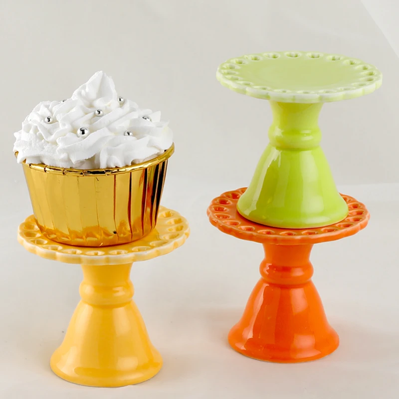 Colorful Small Ceramic Cake Stand Wedding Cake Stand Mini Cupcakes Holder Dessert Display Stand Wedding Birthday Party Decor