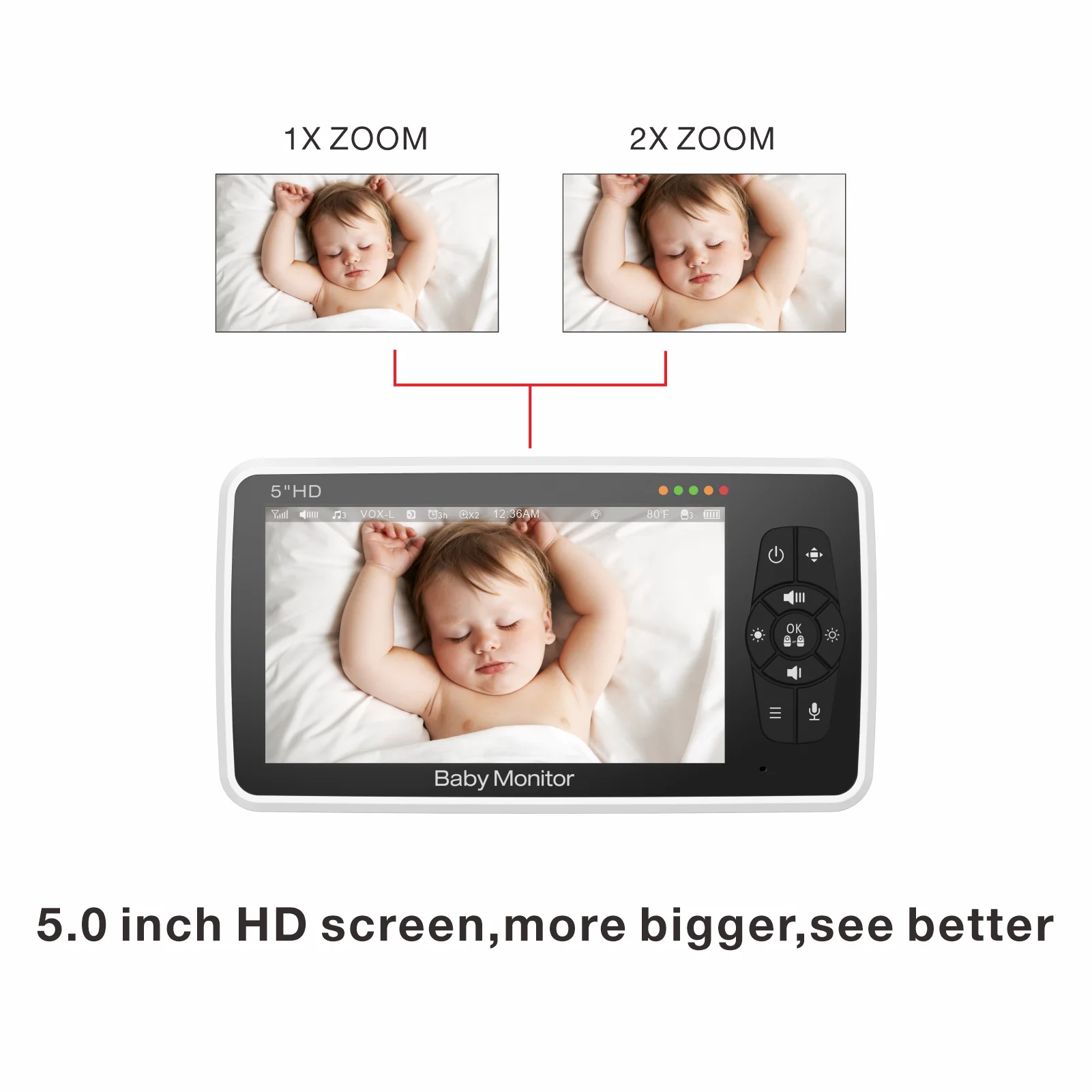 5 inch Wireless PTZ Baby Monitor Two Way Intercom IR Night Vision BabySitter Camera