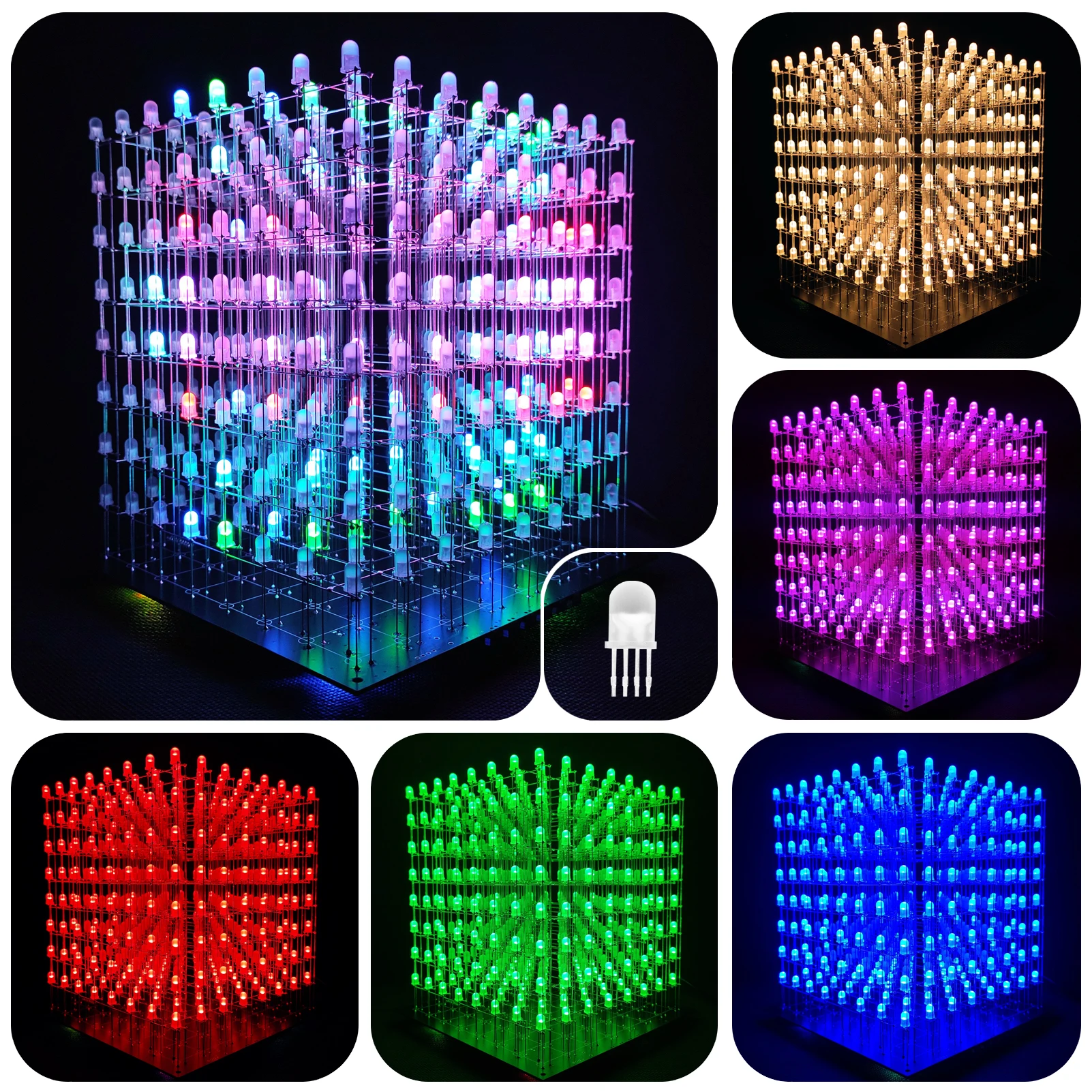 ICubeSmart-Kit de cube LED 3D8RGB, document complet, 8x8x8, kits électroniques de bricolage