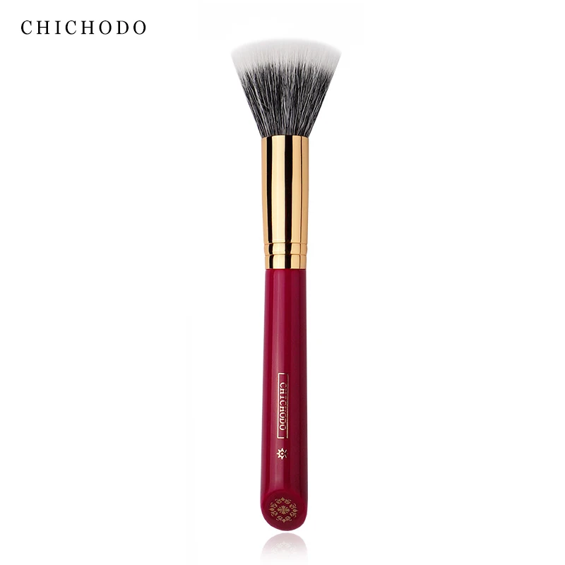 CHICHODO Luxury Makeup Brush Stippling Blush Brush High Quality Soft Brush Made of Animal Hair- Red Rose Series 009