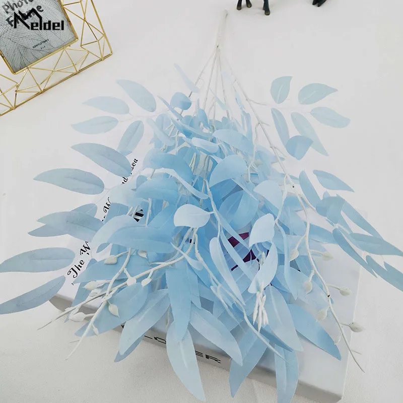 Meldel Hochzeitsstrauß, Dekoration, künstliche weiße Blume, Pflanze, Seidenblume, Heimvase, Dekor, Weidenblatt, grünes Gras, künstliche Blumen – Detail 6