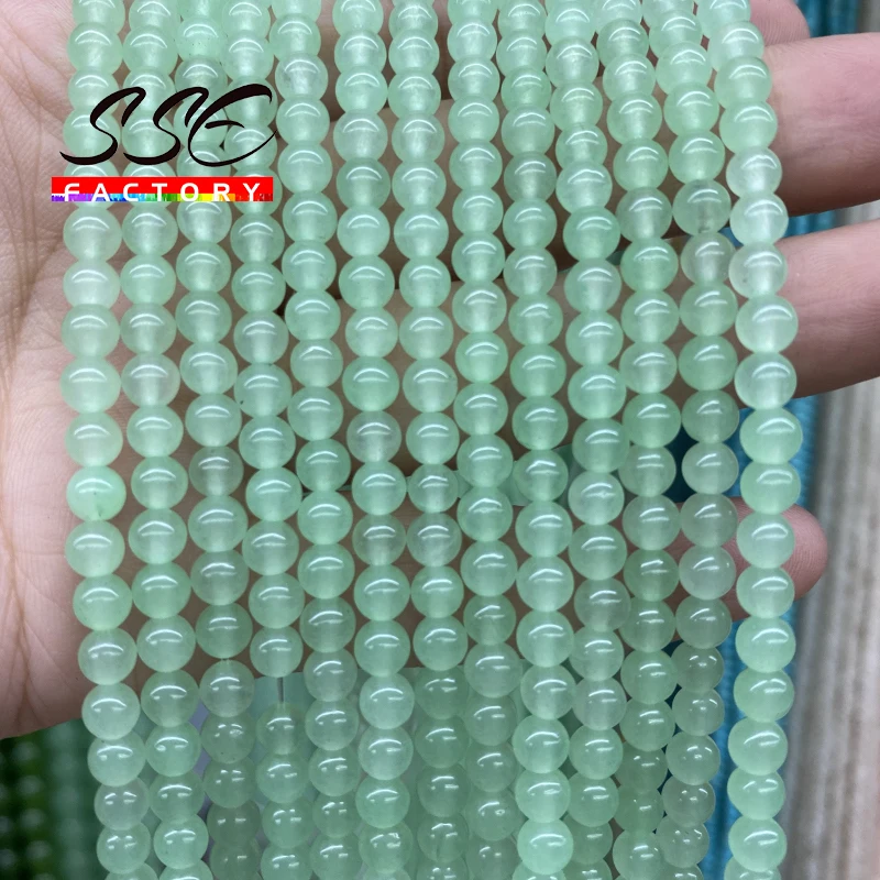 

Natural Stone Beads Green Chalcedony Jades Round Loose Bead 4/6/8/10/12mm For Jewelry Making DIY Bracelet Necklace 15''strand