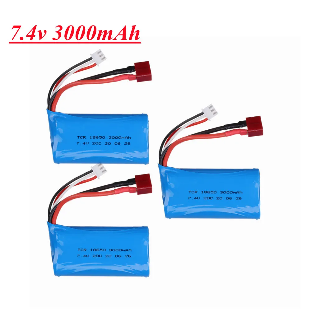 7.4v 3000mAh Lipo Battery T Plug for Wltoys 12423 10428 12429 12401 12402 12402A RC Car 7,4 В 3000 мАч RC Игрушечная Батарея