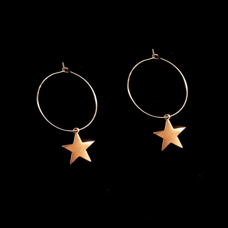 Best Selling Popular Simple Fashion Big Earrings Five-pointed Star Pendant Gold And Silver Earrings Female Holiday Star Earrings