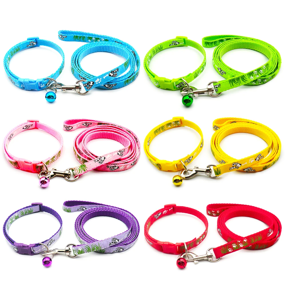 24 Sets Cat Dog Collar Collar Leash Adjustable Pet Traction Cat Color Halter Collar Cats Personalized Products Pet Walking Belt