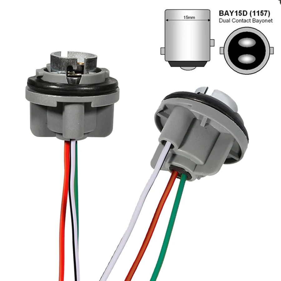 

NHAUTP 2Pcs 1157 Bulb Socket BAY15D Lamp Holder P21/5W Adapter Base Connector For Brake Lights Car Accessories