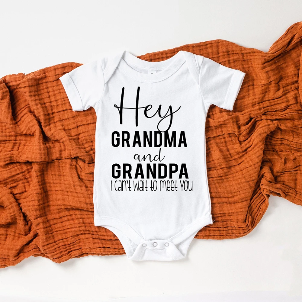 Hey Daddy/grandma/grandpa/auntie I Can\'t Wait To Meet You Newborn Baby Summer Short Sleeve Bodysuits Casual Baby Playsuit Ropa