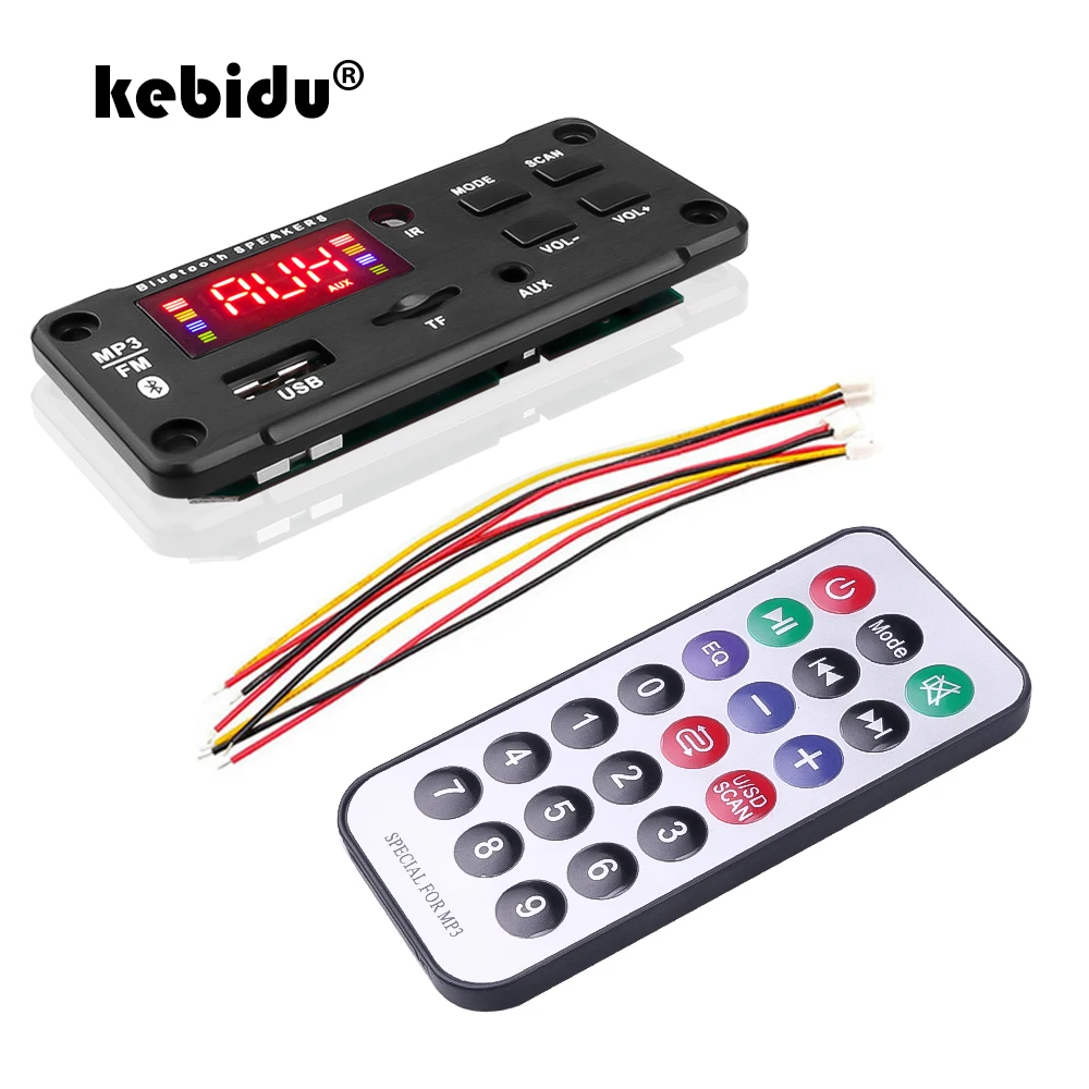 Bluetooth 5.0 araba radyo MP3 çalar dekoder kurulu 5V-12V Handsfree destek kayıt FM TF SD kart AUX MIC ile ses modülü