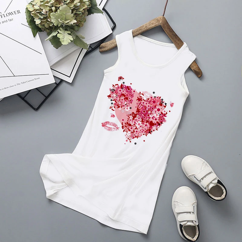 

Baby Girl Dress Fashion Sweet Summer Dress Printing Love Maple Leaf Kids Dresses For Girls Romantic Girls Dress Round Neck Dress