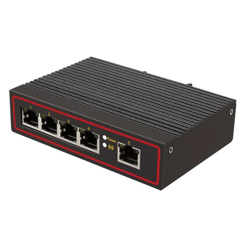 5 Poort Industriële Ethernet Network Switch 10/100M Signaal Versterken Din Rail Type