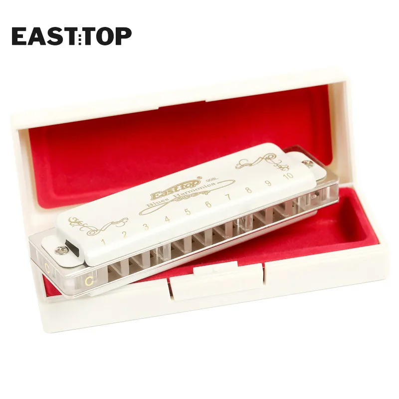 EASTTOP T008L Diatonic Blues Harmonica Key of D 10 Holes Harp Mouth Organ Harmonica for Adults Professionals