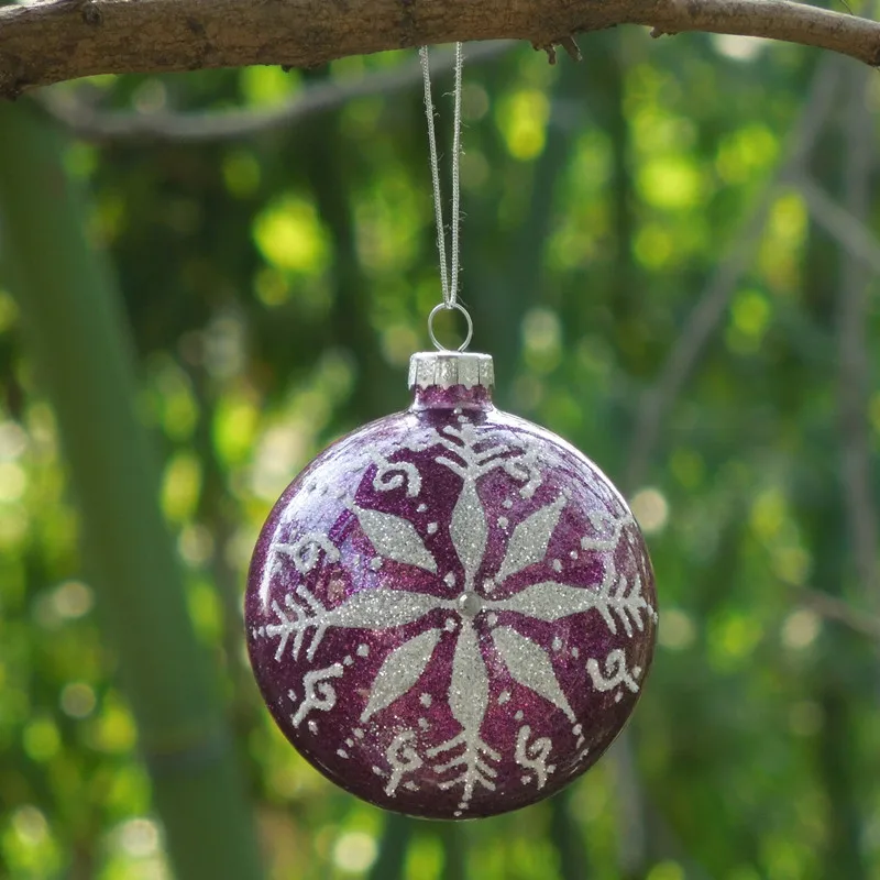 Small Packing Diameter=8cm 10cm Purple Series Glass Ball Christmas Tree Hanger Globe Home Decoration Hanging Pendant Ornament