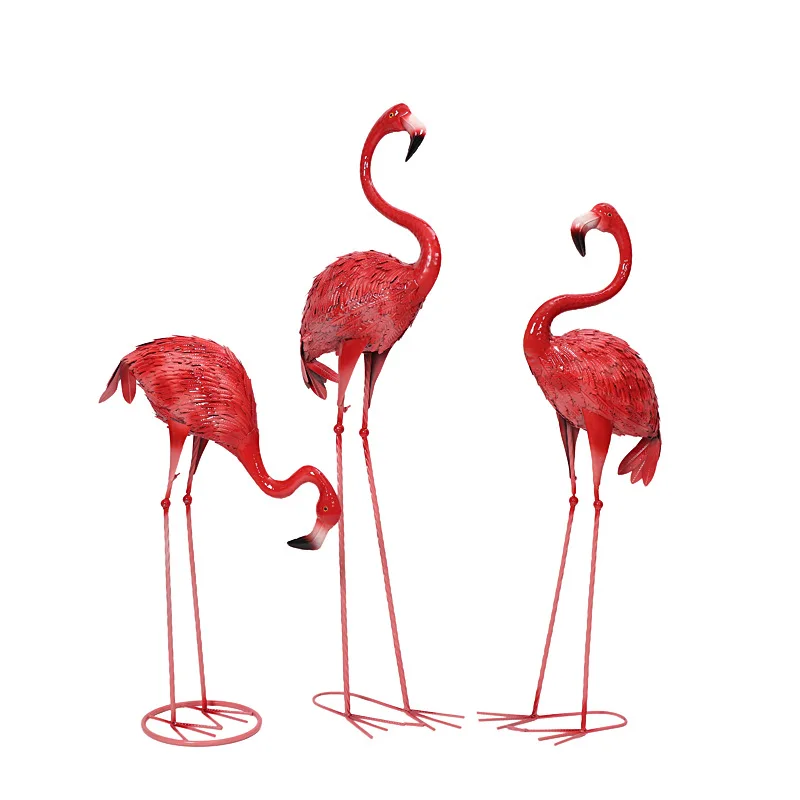 Iron Art Red Flamingo for Wedding Road Lead Party Decoration Crafts Simulation Animal Photography Window Mall Decoration Props