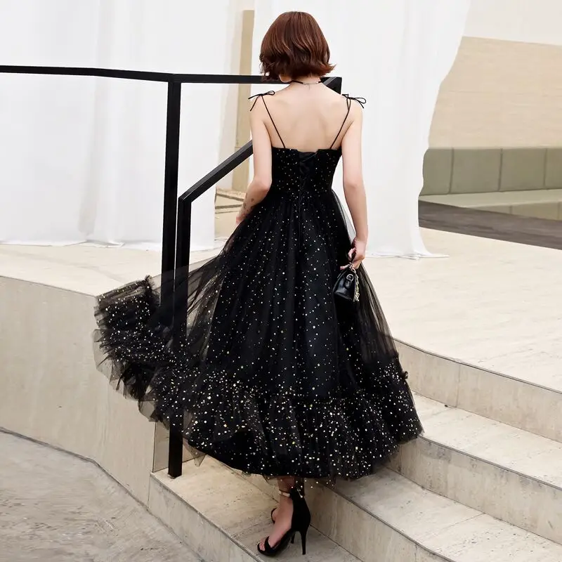 New Style Black Prom Party Evening Dresses Vestido De Noiva Simple Robe De Soiree вечерние платья Lace-up