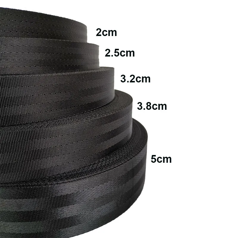 10 Yards Black Polyester Five-Twill Webbing Tape 20mm/25mm/32mm/38mm/50mm Seat Belt Backpack Strap DIY Sewing Craft