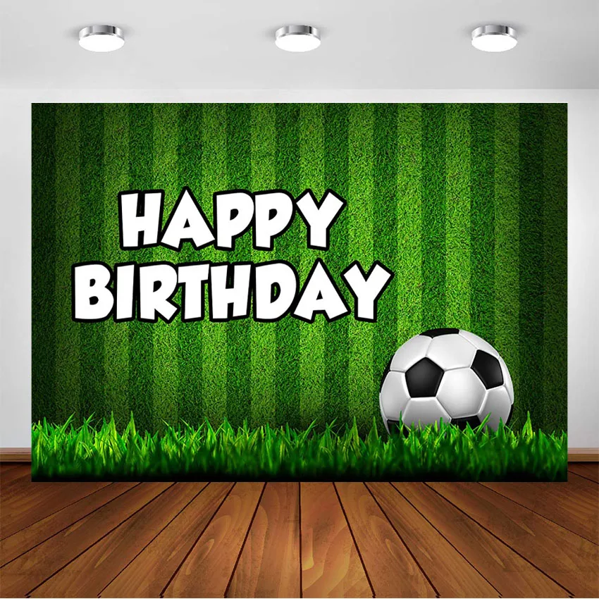 Grass Soccer Field Party Backdrop Football Boy Baby Happy Birthday Party Decor Custom Photography Background Photo Studio