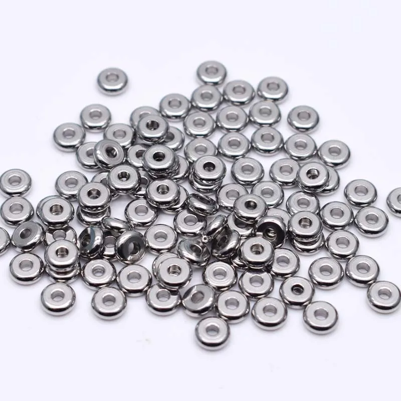 50pcs 304 Stainless Steel Flat Round Beads 4 5 6 8 mm Disc Loose Spacer Beads For Jewelry Making DIY Bracelet