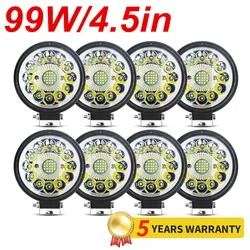 4.5inch 99W LED Work Bar Offroad 12V 24V Working Led Headlight Spotlight For Truck Car Tractor SUV ATV Barra LED Headlights