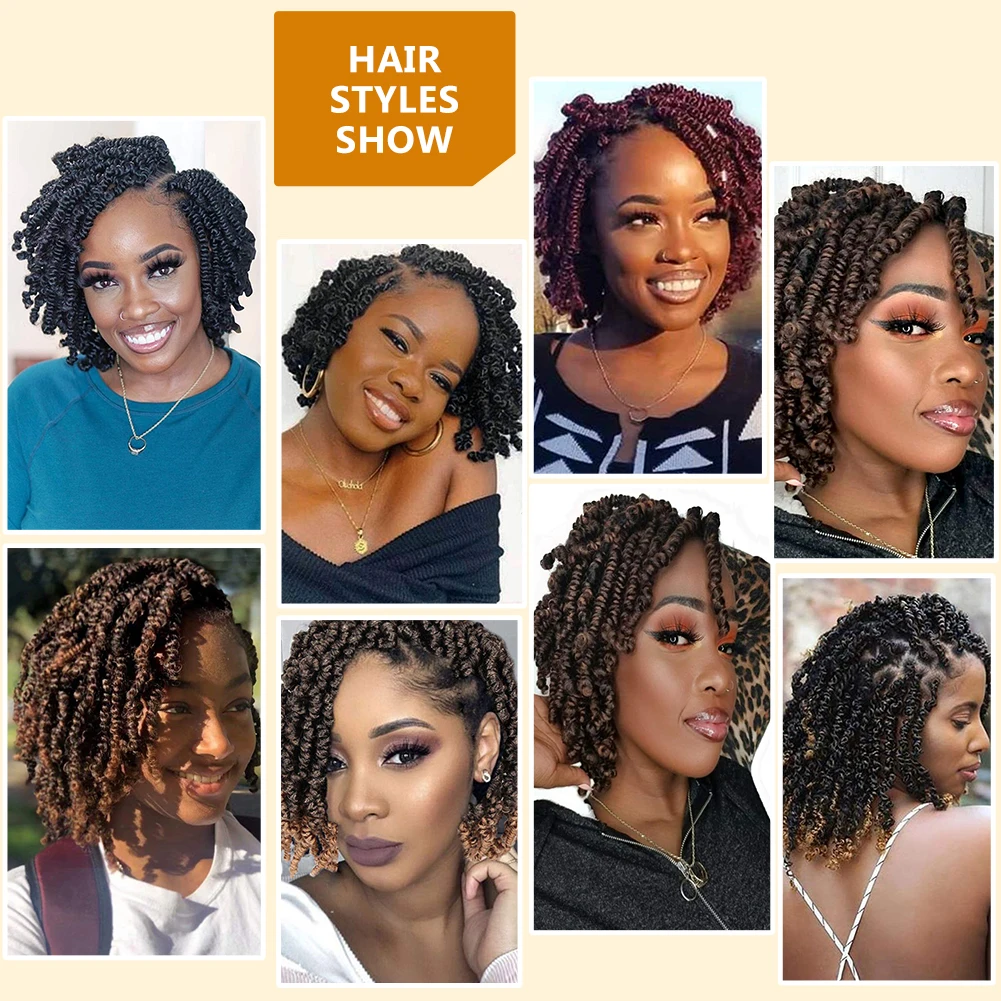 Mtmei Hair 6 Inch Bomb Spring Twist Hair Crochet Braids Bob Passion Twisted Pre Looped Synthetic Braiding Hair 20Strands/Pack