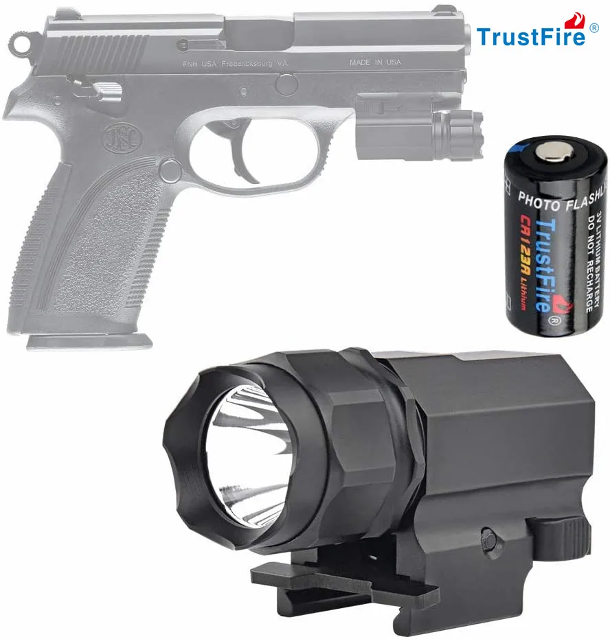 

TrustFire-P05 Tactical Gun Flashlight Handgun Torch Light Compact Weapon Mounted Weapon Accessories for Glock 19, 17, 21, 48