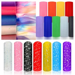 6in x 10 Yards 44 Colors Rainbow Glitter Solid Tulle Rolls Netting Tulles Fabric Sewing for Table Skirt Weeding Party Decaration