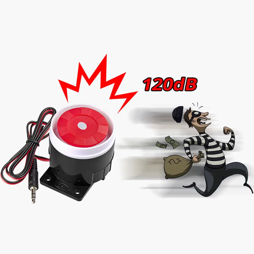 Sistema de alarma de sonido súper fuerte de 120dB, sirena compacta de CC de 12V para interiores, minibocina con cable duradera para seguridad del hogar, venta al por mayor, 10 Uds.
