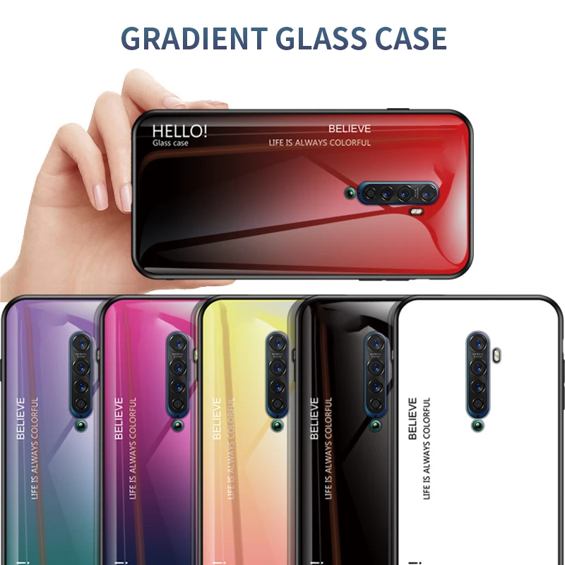 Glass Case for OPPO Reno 2 Z 2Z 2F Phone Case Silicone Bumper with Hard Glass Back Cover for Oppo Reno3 A5 2020 Find X2 X3 Pro