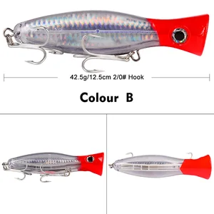 Pro Beros-Big Popper Wobbler Fishing Lure, Floating Bait, Topwater Lure, Whopper Saltwater Lures, Artificial Pike Tackle, 43g 8 Main Sales Popper - №8