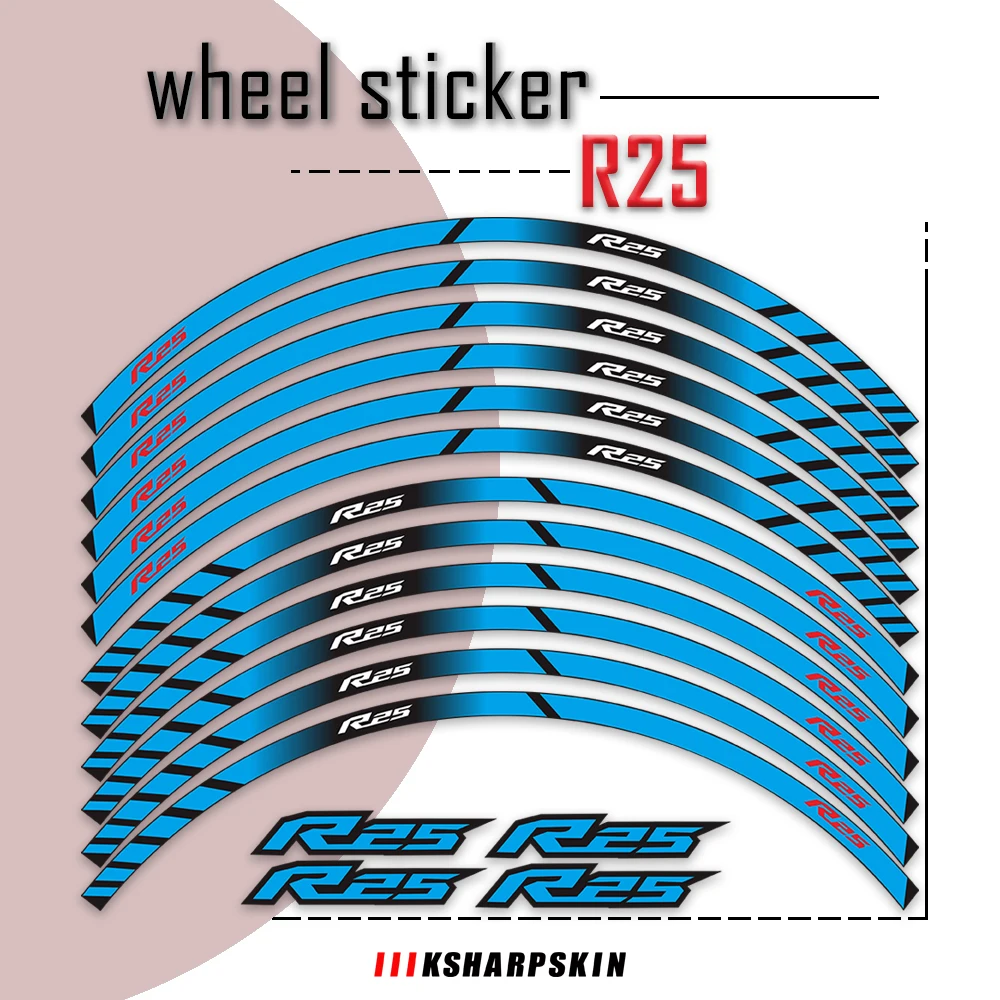 

New sale Motorcycle wheel stickers Reflective Motor Bike Rim Decal Decoration Custom Inner Rim Declas For YAMAHA YZF-R25 yzf R25