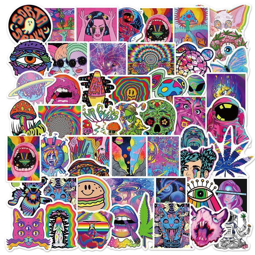 10/30/50PCS Cartoon Art Psychedelic Graffiti Stickers Aesthetic Luggage Laptop Guitar Phone Cool Waterproof Toy Sticker for Kids