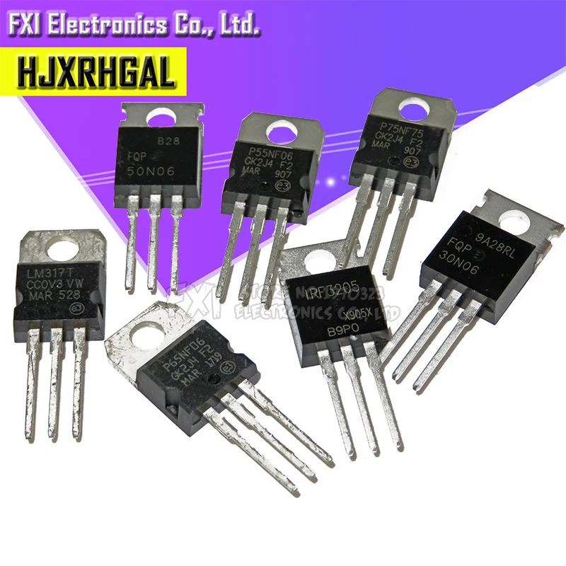 10PCS FQP30N06 FQP50N06 STP55NF06 STP65NF06 STP75NF75 LM317T IRF3205 Transistor TO-220 TO220 30N06 50N06 55NF06 65NF06 75NF75