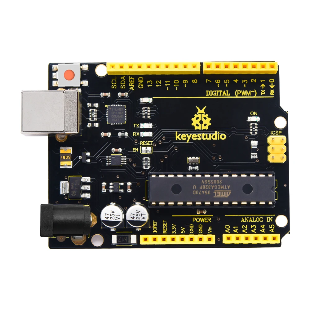 Płytka rozwojowa Keyestudio V4.0 z układem szeregowym USB CP2102 + kabel USB kompatybilny z pudełkiem Arduino Uno R3
