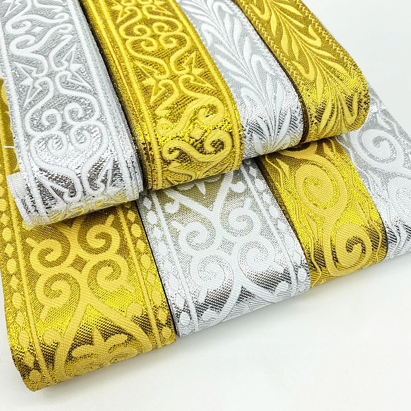 7 Yards Gold Silver Vintage Ethnic Embroidery Lace Ribbon Boho  Trim DIY Clothes Bag Accessories Embroidered Fabric