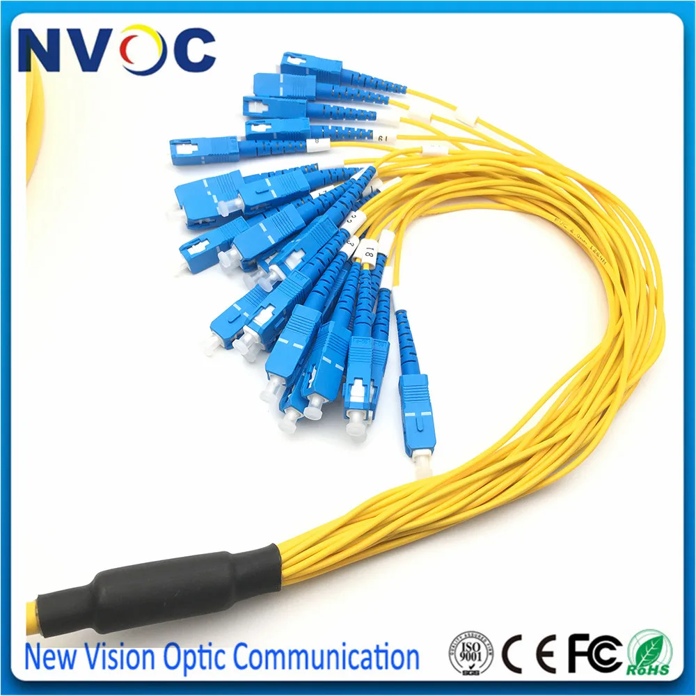 SM,24Strands,SMF,30cm 2.0mm from Black Plug to LC/SC/ST/FC,5/10/15/20M,PVC Jacket,LC/UPC-SC/UPC Bundled Fiber Optic Patch Cord