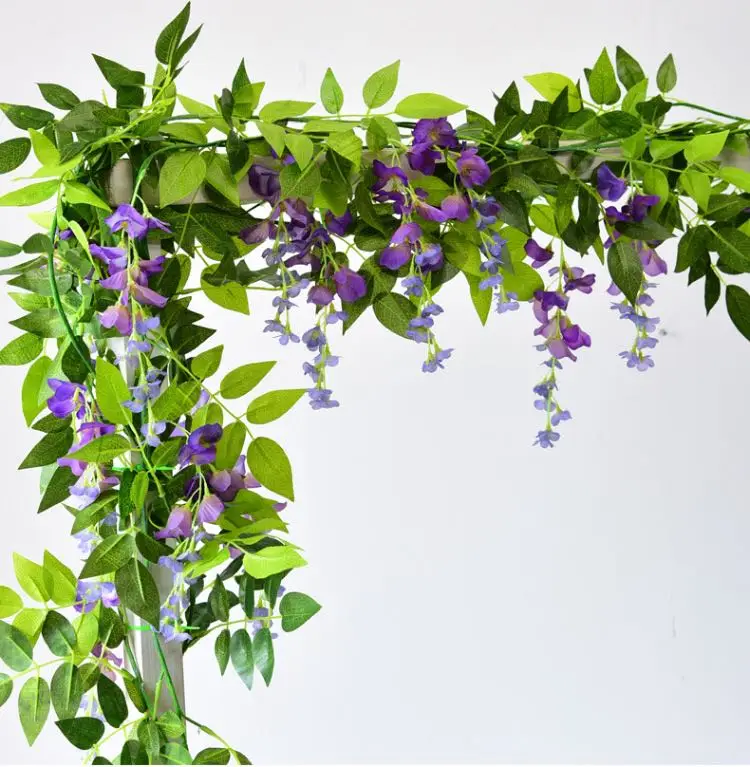 180 cm gefälschte Efeu Glyzinien Blumen künstliche Pflanze Rebe Girlande für Zimmer Gartendekorationen Hochzeit Bogen Babyparty Blumendekor – Detail 2