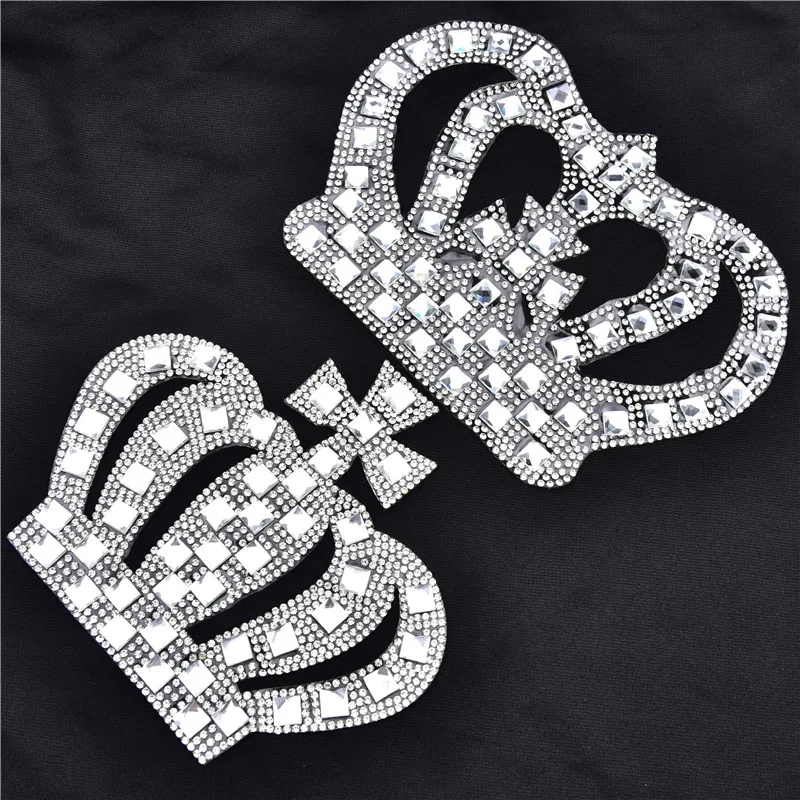 5Pcs Iron On Patches Hotfix Rhinestones Crown Heat Transfers Motifs Diy Patch Queen Diamond Applique Kids Shirt Garment Bag Shoe