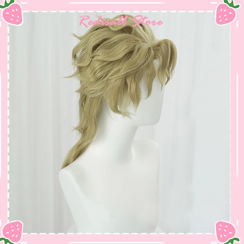 Peluca de Dio Brando resistente al calor para hombres y mujeres, sombrero de Cosplay para Halloween, peluca gratis, cabello recién llegado