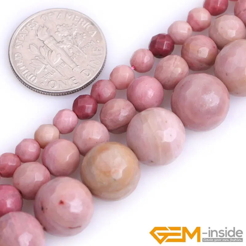 Natural Stone Red Rhodonite Faceted Round Accessorries Beads For Jewelry Making Strand 15