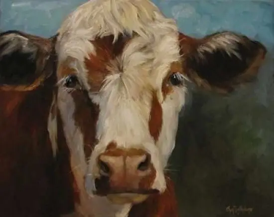 176 Pearl Cow Painting Cheri Wollenberg Silk Poster Wall Art Home Decoration Gift