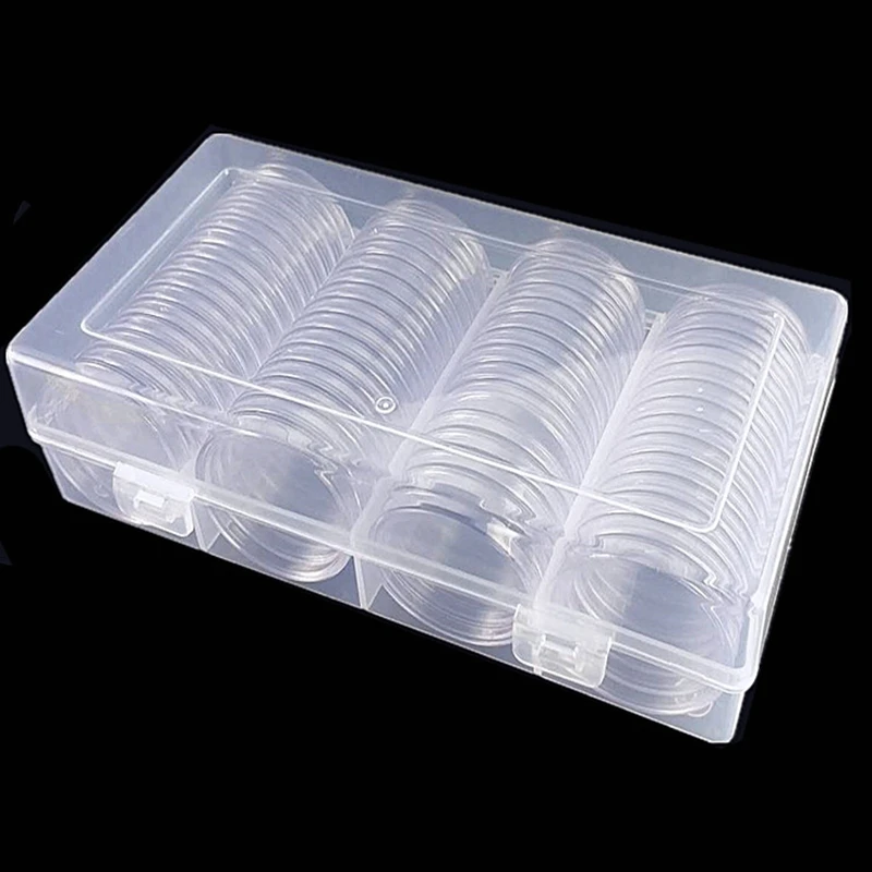 Empty Transparent Round 41mm Direct Fit Coin box Holder Display Collection Case With Storage Box For 1 oz American Silver Eagles