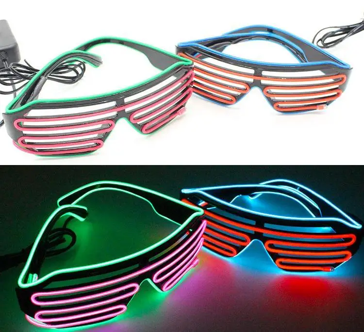 50pcs Fashion Multicolor Eyeglass Cold Lights El Wire Led Light Glasses Party Cheerleading Cheer Props Christmas Gift Dhl