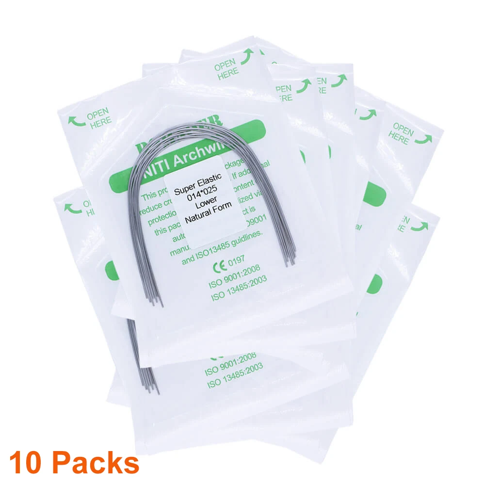 Orthodontic Rectangular Arch Dental Wire 10 Packs Niti Archwire Super Elastic Natural Dentist Materials Dentistry Correction