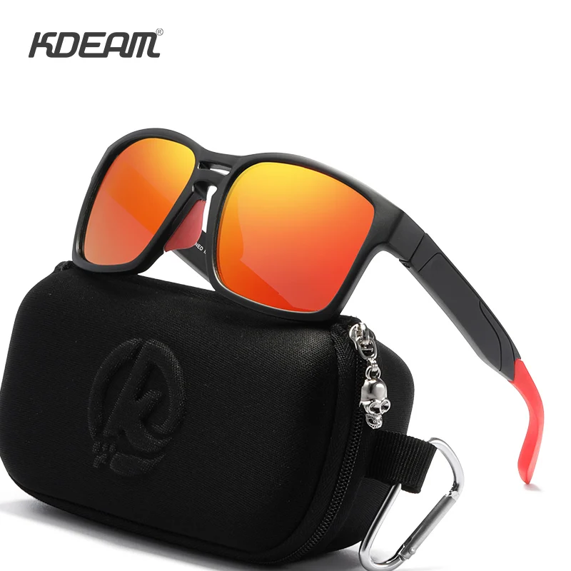 KDEAM Clear View Mirror Óculos de sol masculinos TR90 Armação com capa de borracha elástica Óculos de sol polarizados Esporte oculos de sol KD503