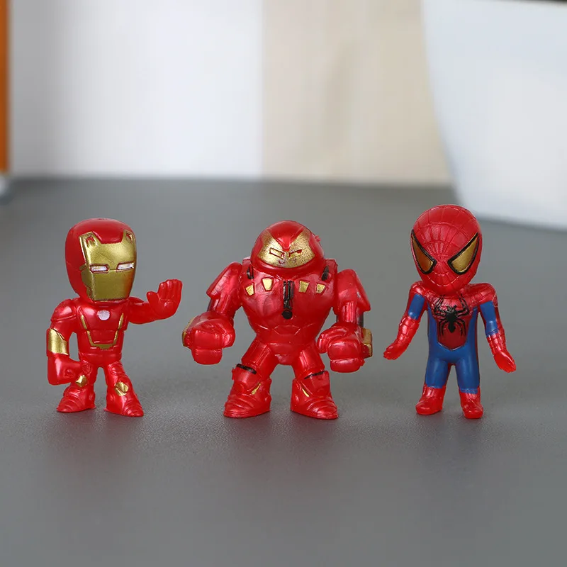 Mini figuras de acción de los vengadores Q para niños, juguetes de modelos de superhéroes, Hulk, Thor, Spider Man, regalos de Navidad, 12 piezas por juego