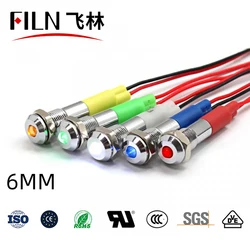 Film sıcak satış Metal 6mm 12v 24v 220v 110v ekipman led pilot ışıkları kırmızı yeşil mavi sarı beyaz led gösterge ışığı