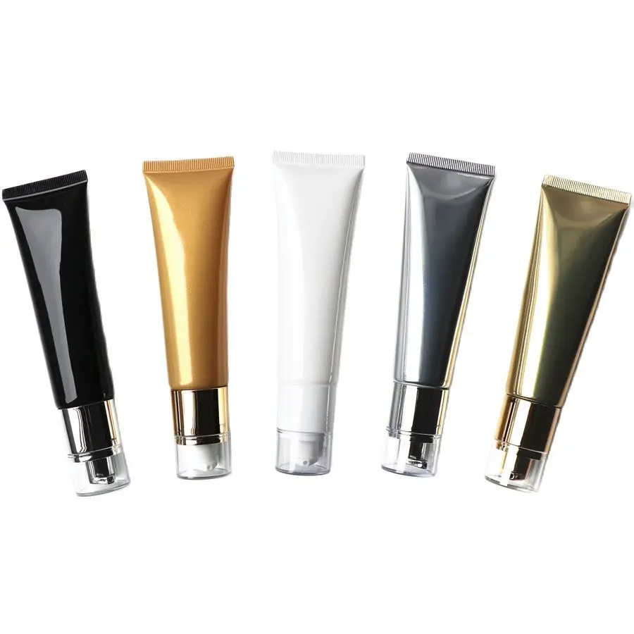 

50ml white/gold/black/blue airless pump soft tube mild wash butter hand cream mask essence lotion emulsion serum cosmetic hose