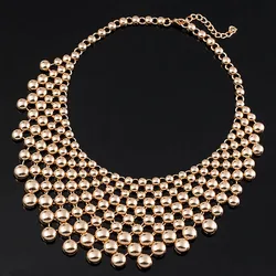 Women Metal Ball Bib Necklace Beads Chain Lady Choker Jewelry EA